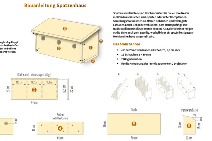 Ausschnitt aus der Bauanleitung Spatzenhaus - Gestaltung: Christine Kuchem